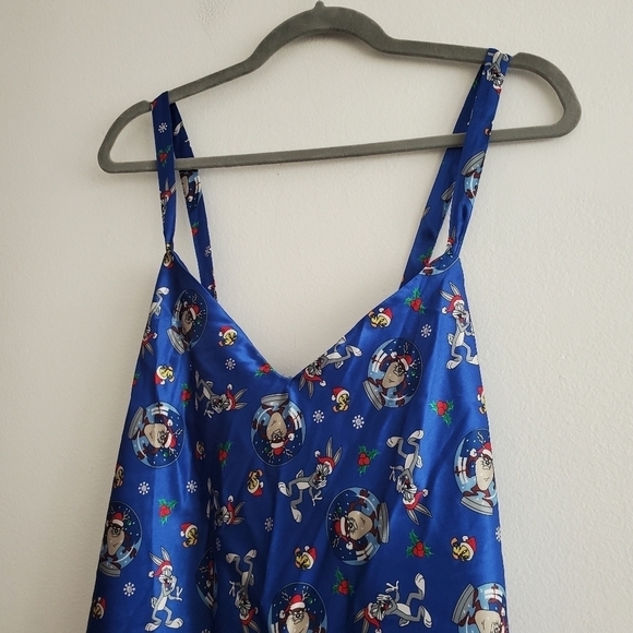 VTG Looney Tunes Blue Christmas Sleep Dress Nightgown - Picture 4 of 7